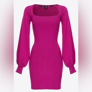 PINKO fitted knit dress in magenta, plus size, size XL.